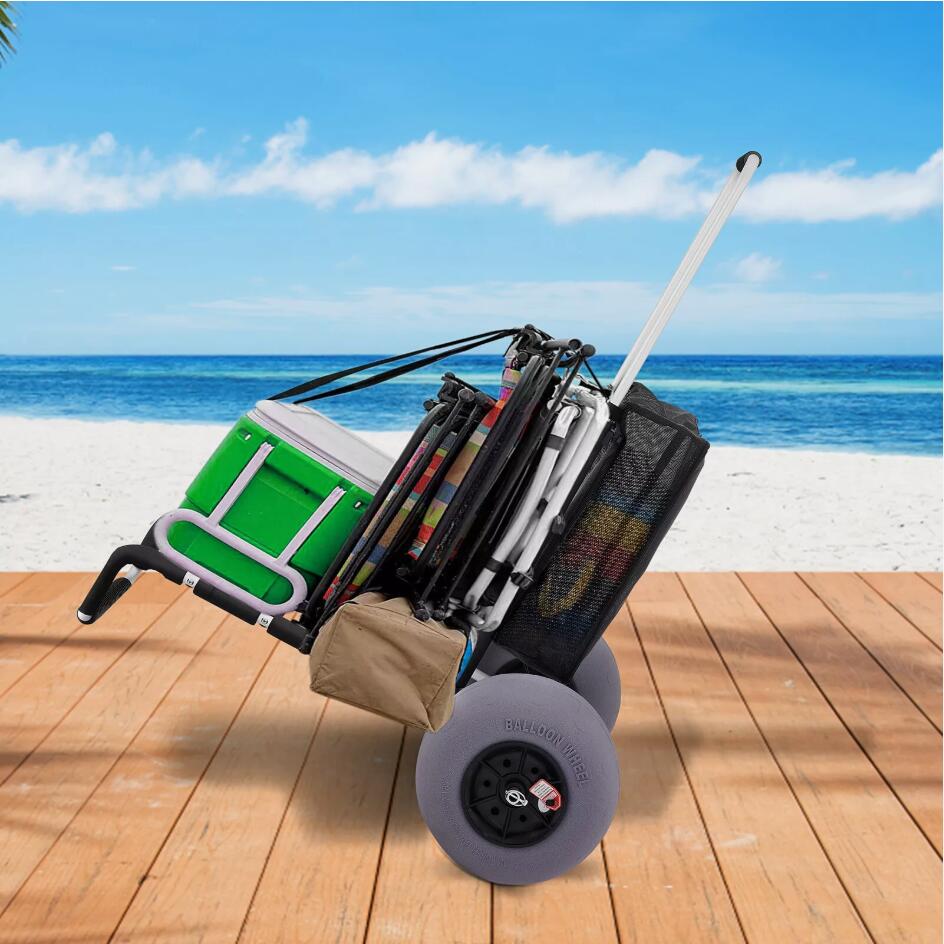 Premium 23" x 15" Deck with 13" Balloon Wheels Beach Cart Dolly Wagon for Sand AU