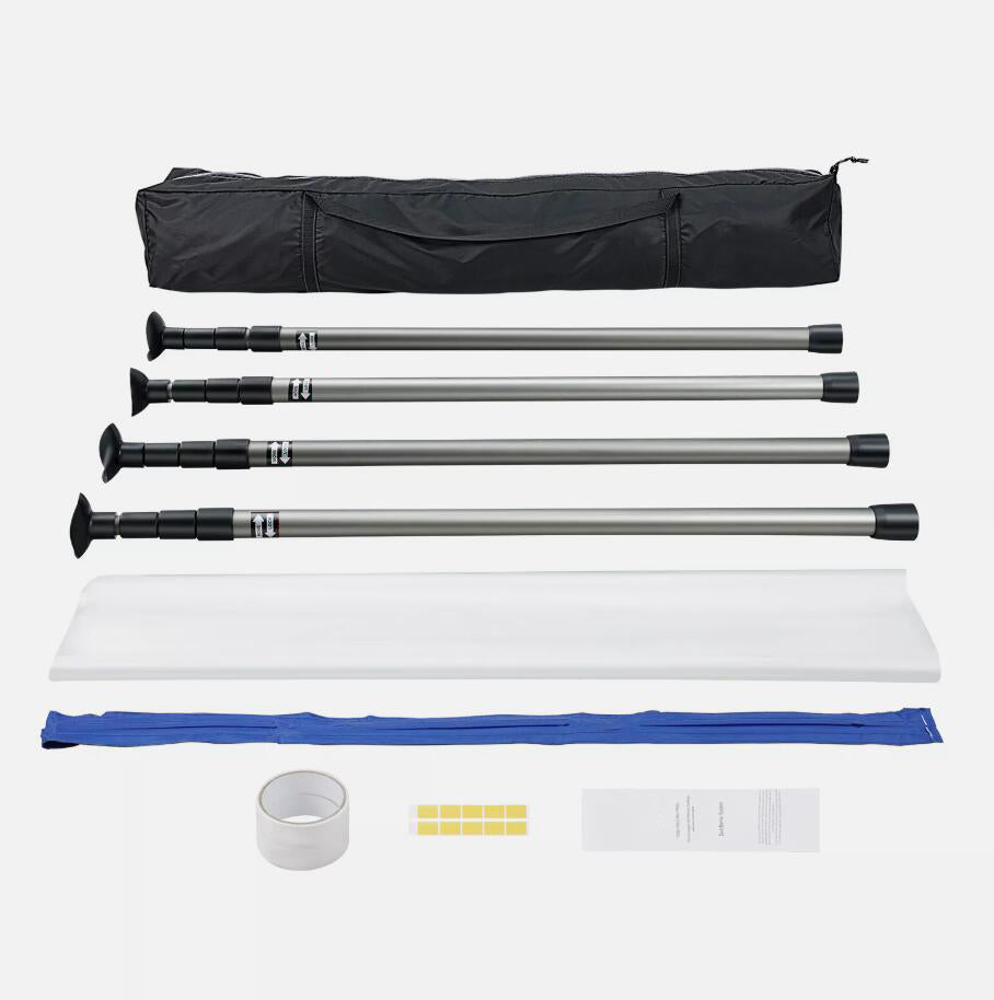 10 Ft Durable Dust Barrier Poles System with Four Adjustable Telescopi ...