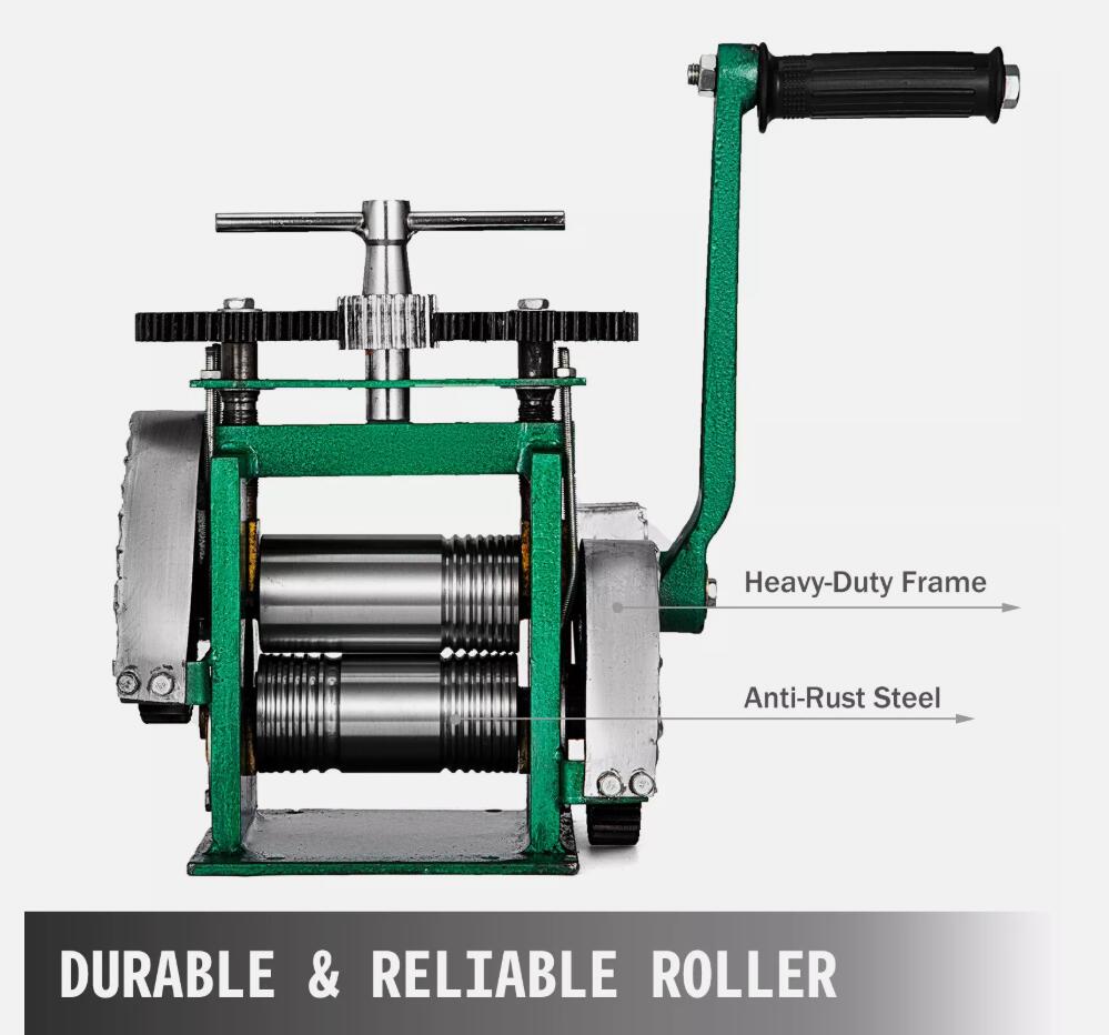 85mm Heavy Duty Manual Rolling Mill Jewellery Roll Machine Combination