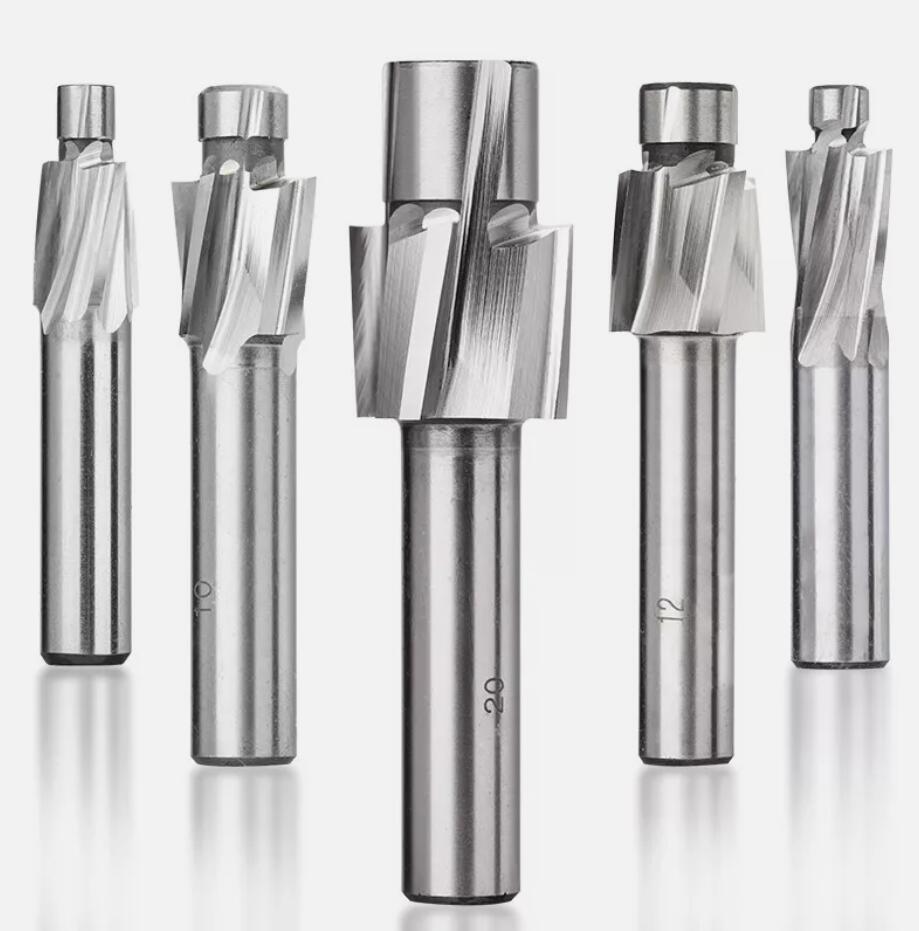 7PCS Premium HSS End Mill Cutters Pilot Counterbore Solid Slot Drill Bit Slotting Tool