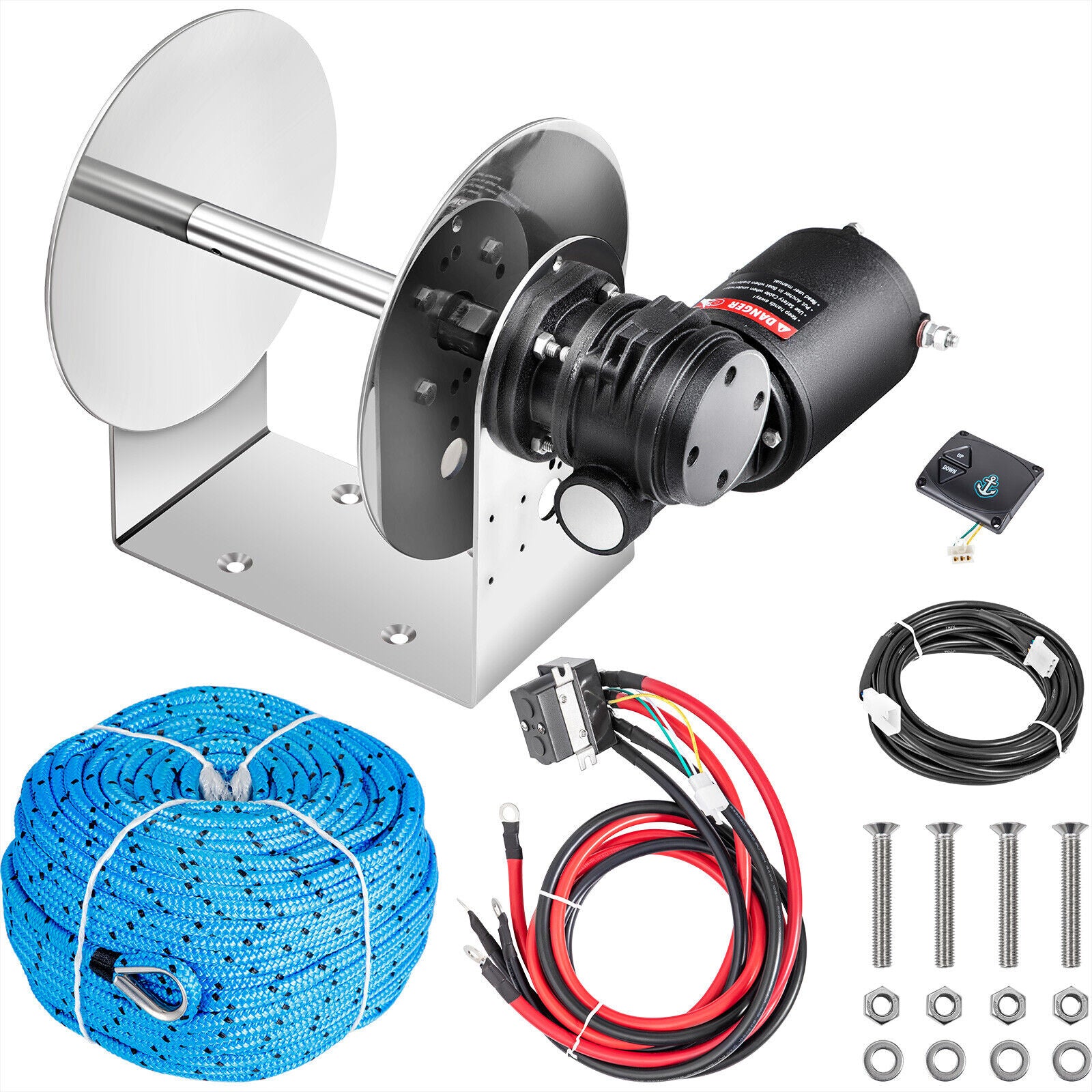 700W Electric Anchor Winch TW200 2500kg Saltwater Boat Drum Winch With 60m*6mm Rope