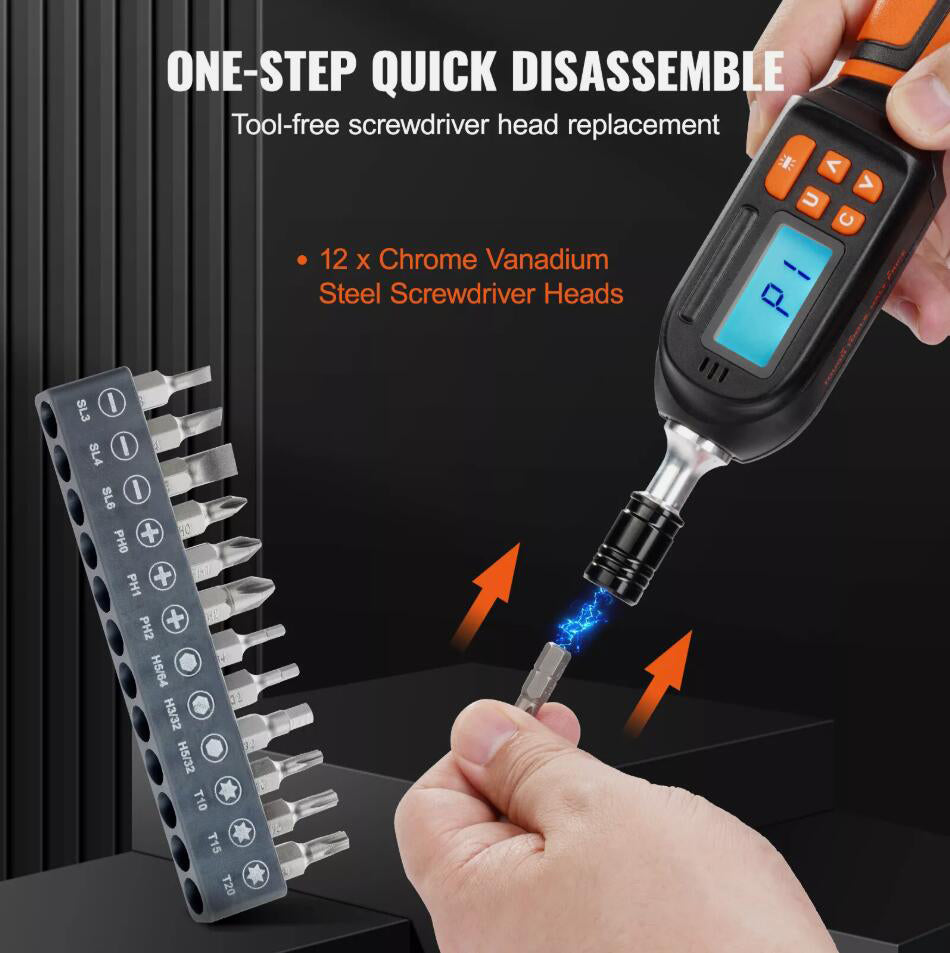 Premium Digital Torque Screwdriver 1/4" Range 2.65-70.67in/lb w/ 0.01N.m Increment AU