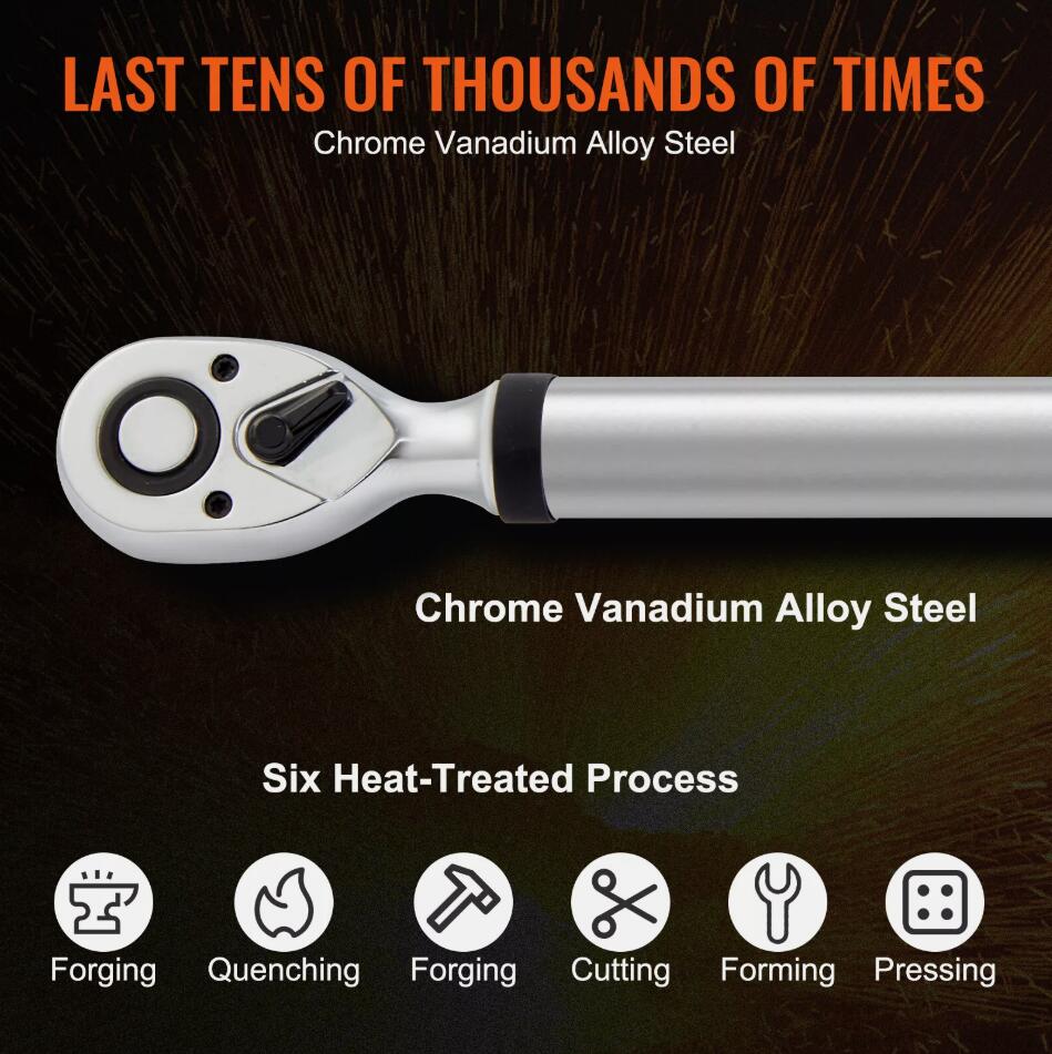 Heavy Duty Adjustable Digital Torque Wrench 1/2" Drive 25-250 ft.lb / 34-340 n.m