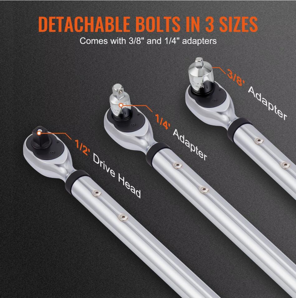 Heavy Duty Adjustable Digital Torque Wrench 1/2" Drive 25-250 ft.lb / 34-340 n.m