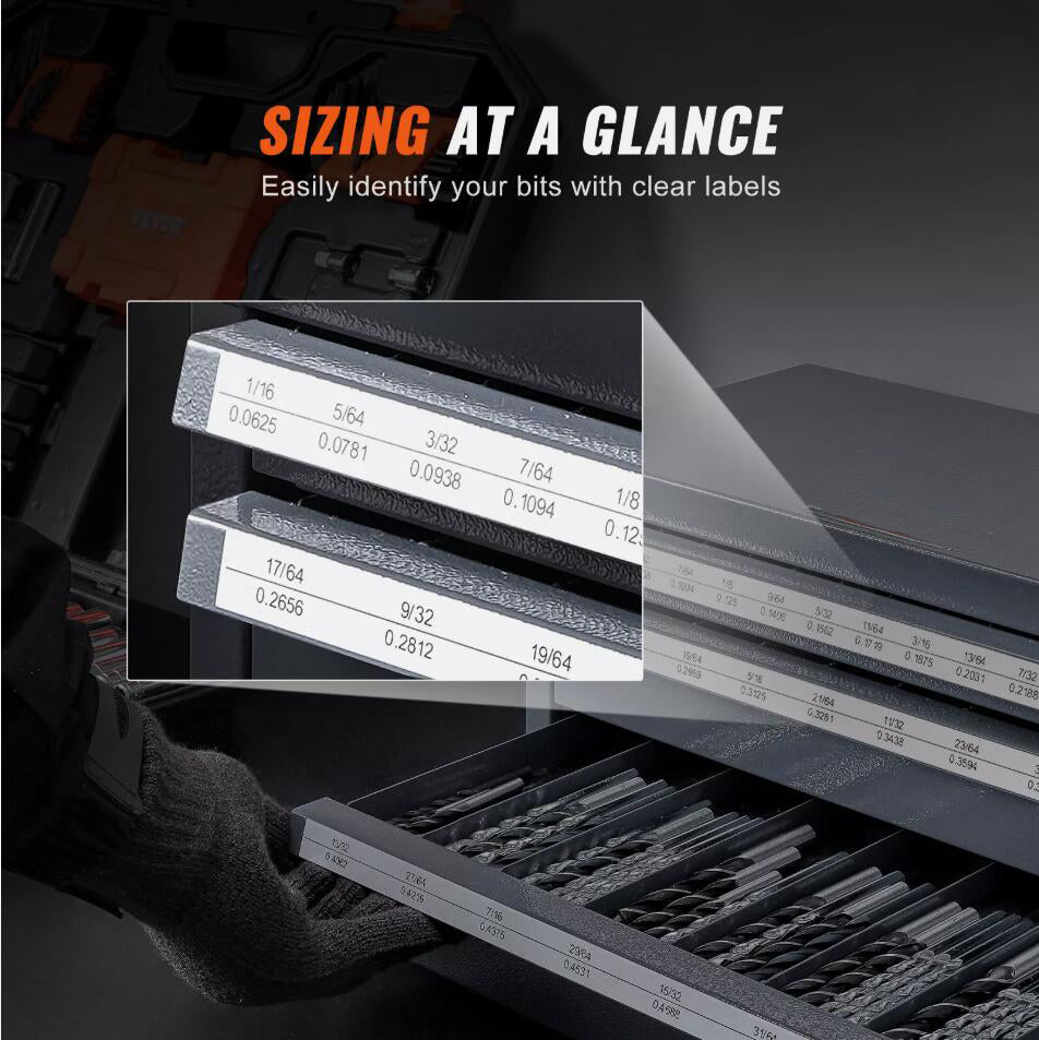 Heavy Duty Five-Drawer Drill Bit Dispenser Organizer Cabinet for #1 to #60 Stackable