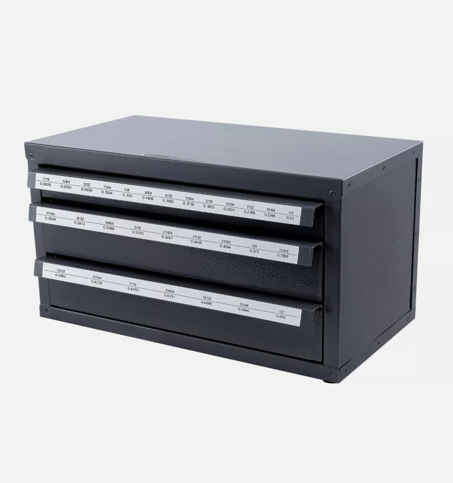 Heavy Duty Three-Drawer Drill Bit Dispenser Organizer Cabinet for 1/16in to 1/2in