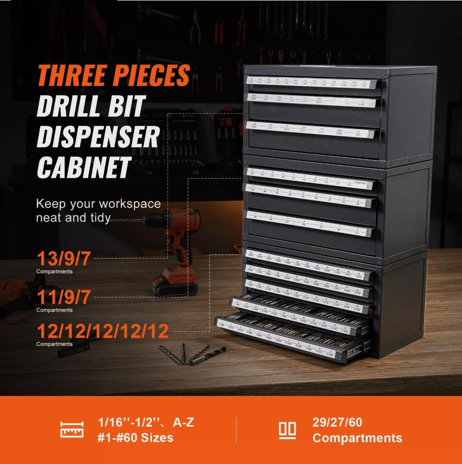 Heavy Duty Three-Drawer Five-Drawer Drill Bit Dispenser Organizer Cabinet 3 Pieces