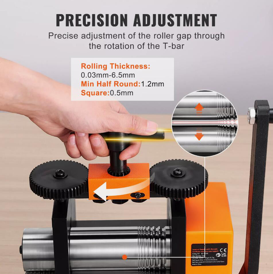 Upgraded 3-in-1 Rolling Mill 2.95"/75 mm Jewelry Rolling Mill Machine 1: 2 Gear Ratio