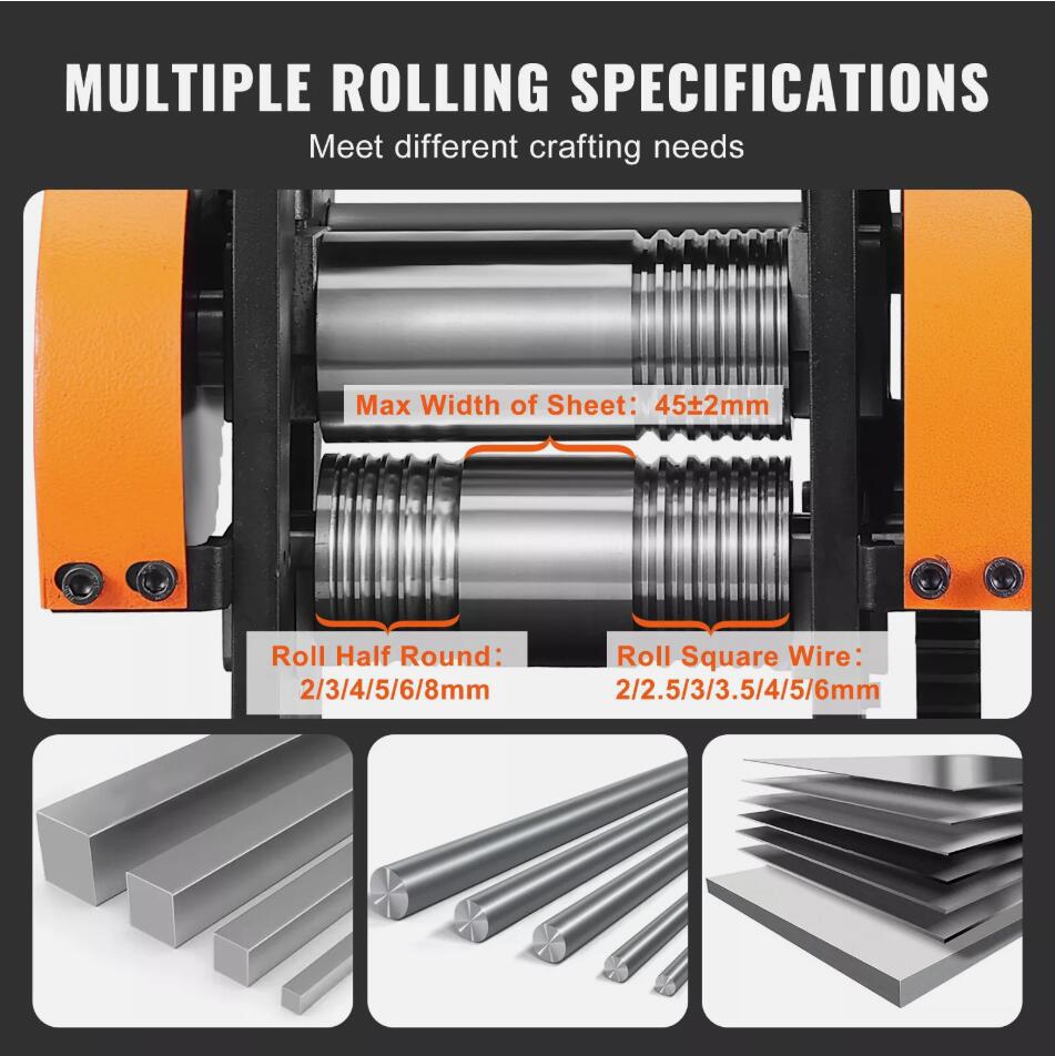 Upgraded 3-in-1 Rolling Mill 1.77"/45 mm Jewelry Rolling Mill Machine 1: 2.4 Gear Ratio