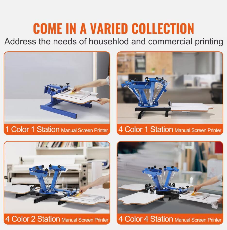 High-quality 4 Color 1 Station Silk Screening Screenprint Press Screen Printing Machine AU