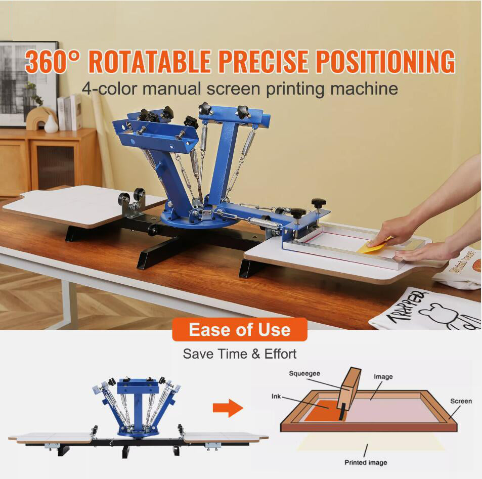 High-quality 4 Color 2 Station Silk Screening Screenprint Press Screen Printing Machine AU