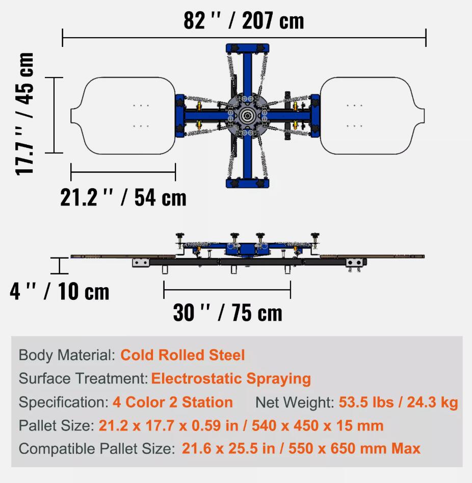 High-quality 4 Color 2 Station Silk Screening Screenprint Press Screen Printing Machine AU