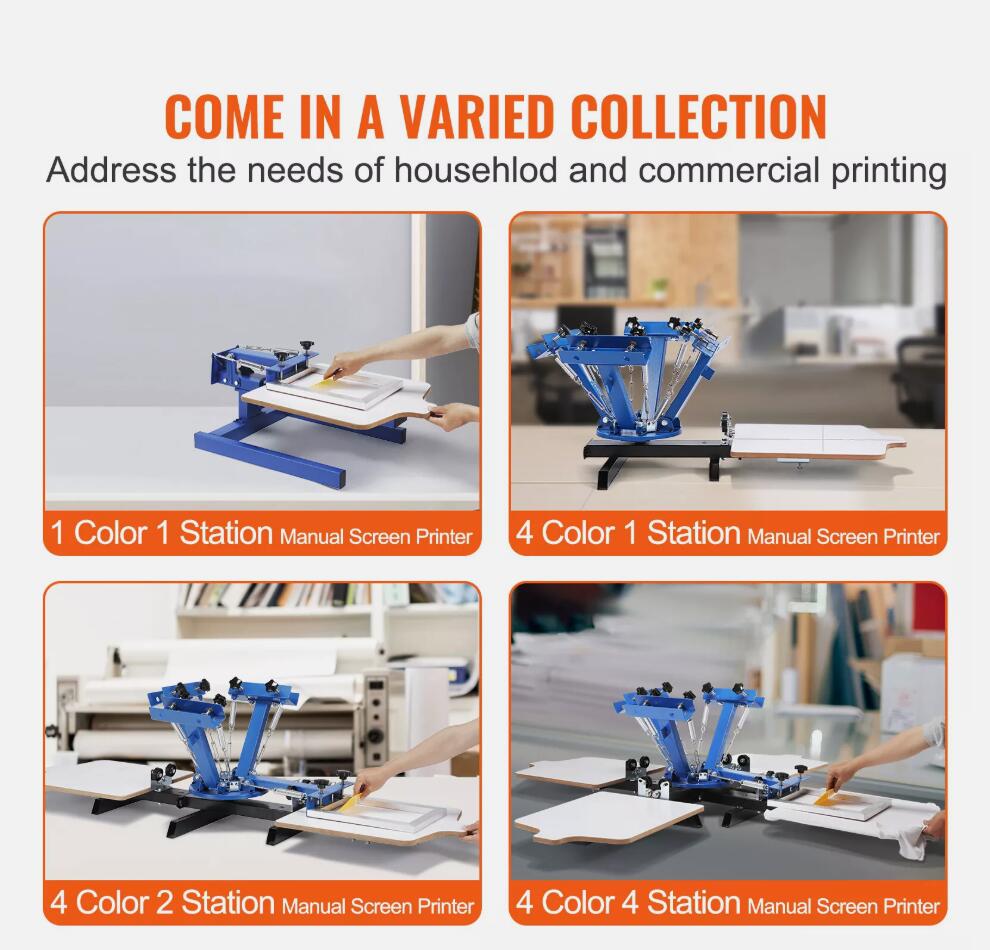 High-quality 4 Color 4 Station Silk Screening Screenprint Press Screen Printing Machine