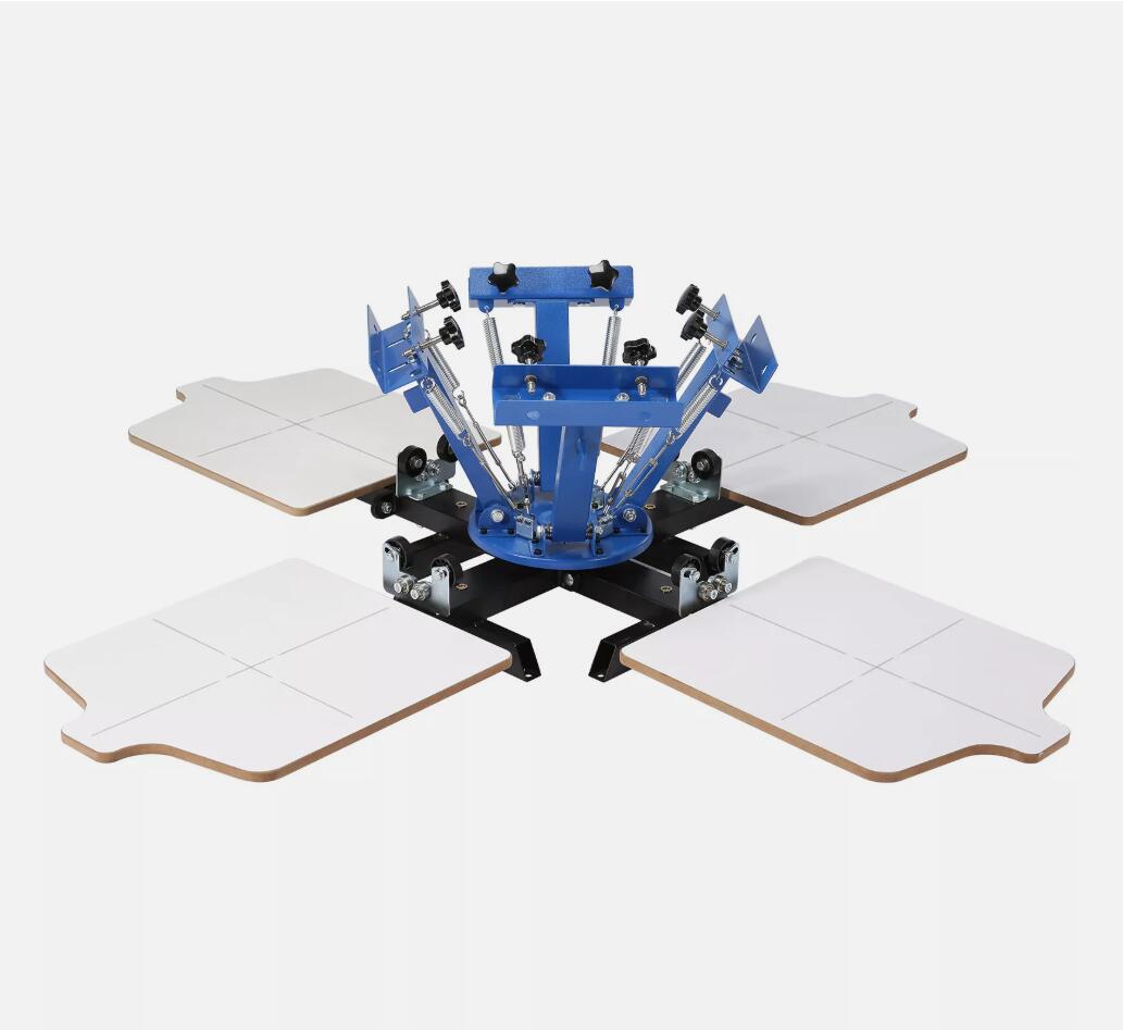 High-quality 4 Color 4 Station Silk Screening Screenprint Press Screen Printing Machine
