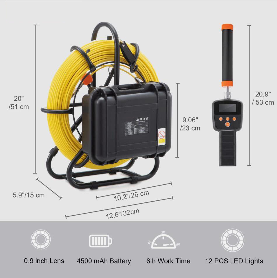 50M 9-inch 720p Screen Sewer Camera Pipe Inspection Camera With 512hz Sonde AU