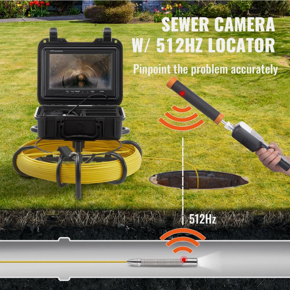 50M 9-inch 720p Screen Sewer Camera Pipe Inspection Camera With 512hz Sonde AU