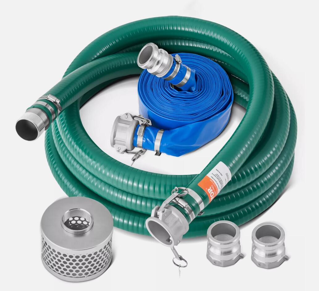 High Quality Suction Hose Kit for Water Pump 2 in x 20 ft Green Plus 50 ft Blue Hoses AU