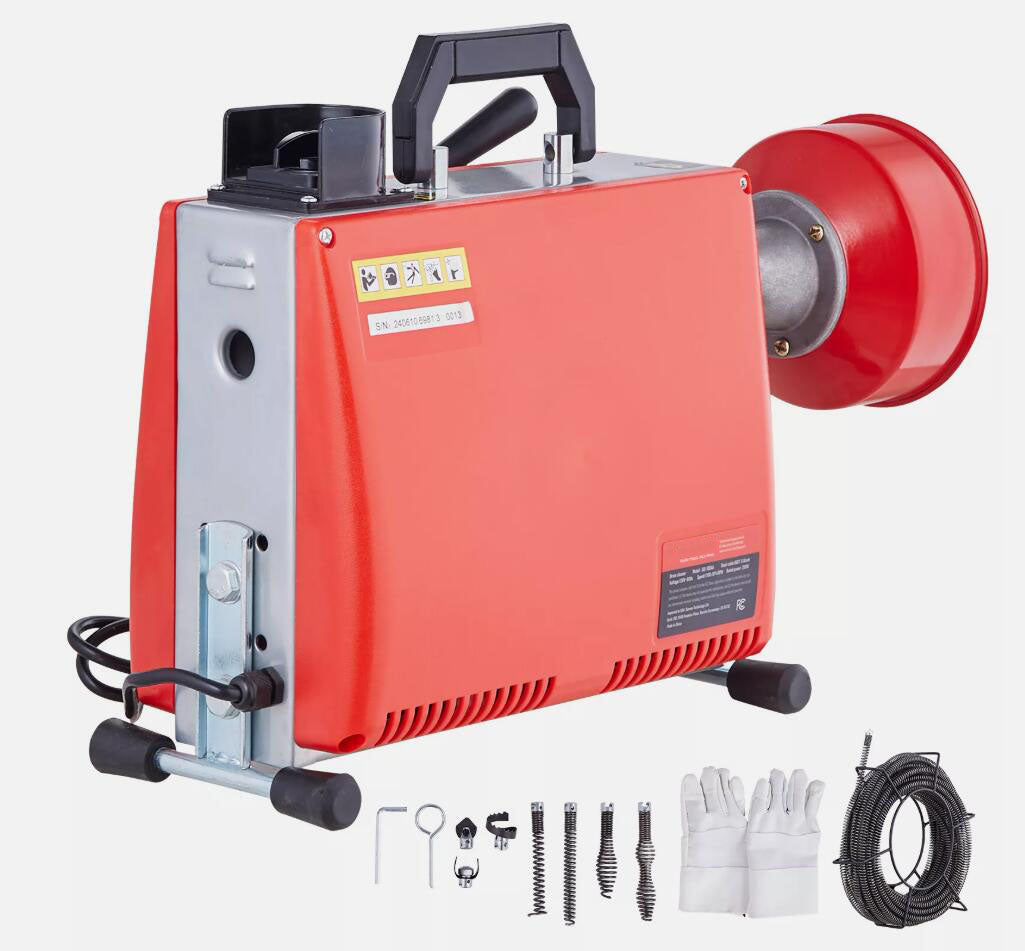 Premium 250W 66FT x 5/8" Drain Cleaner Machine Sewer Snake Auger Manual Feed AU