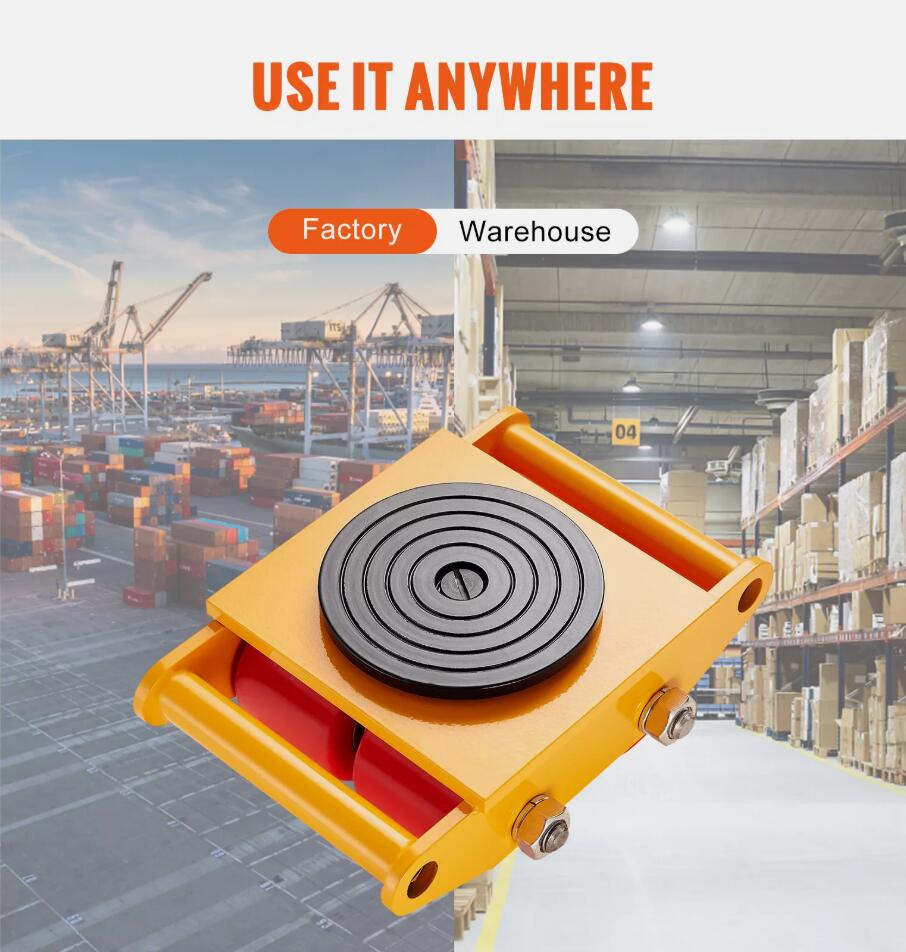 4PCS Heavy Duty 8T Machinery Mover Dolly Machine Moving Skate Cargo Trolley PU Wheels