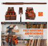 Genuine Leather Adjustable Tool Belt with Suspenders Carpenter Tool Pouch