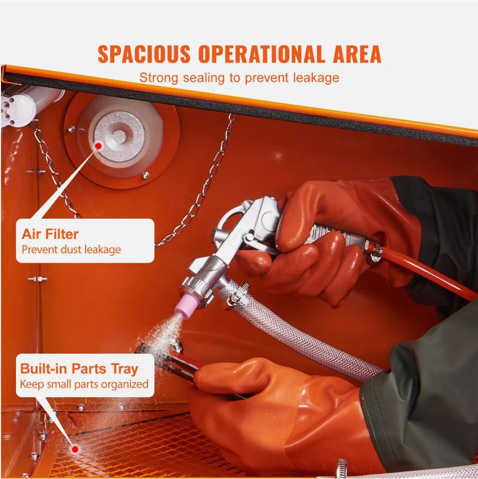 Premium 25 Gallon Sandblasting Cabinet Benchtop Cabinet with Blasting Gun 4 Nozzle AU