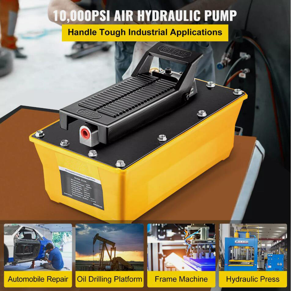 10,000 PSI Premium Air Hydraulic Pump Hydraulic Foot Pump with Hose and Spray Gun AU