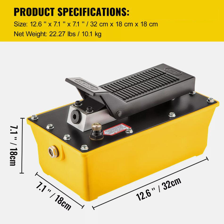 10,000 PSI Premium Air Hydraulic Pump Hydraulic Foot Pump with Hose and Spray Gun AU