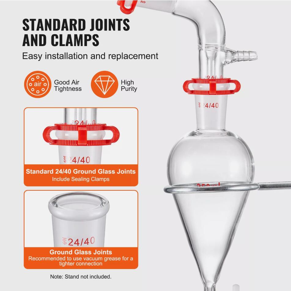 Premium 1000ml 3.3 Boro 29PCS Lab Glassware Distillation Kit Glassware Equipment AU
