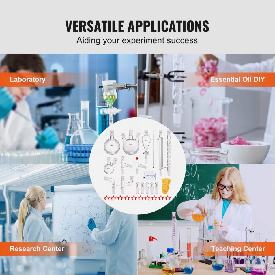 Premium 1000ml 3.3 Boro 29PCS Lab Glassware Distillation Kit Glassware Equipment AU