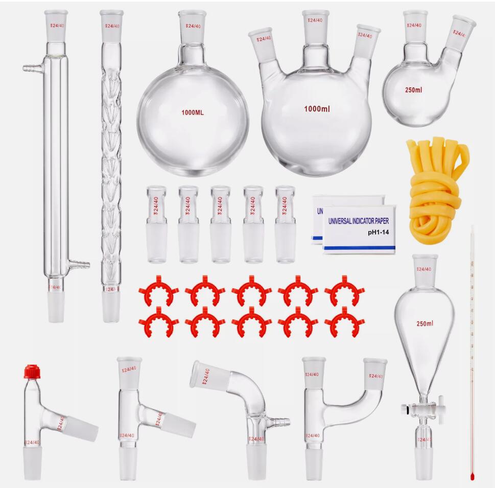 Premium 1000ml 3.3 Boro 29PCS Lab Glassware Distillation Kit Glassware Equipment AU