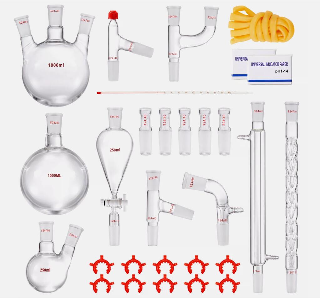 Premium 1000ml 3.3 Boro 29PCS Lab Glassware Distillation Kit Glassware Equipment AU