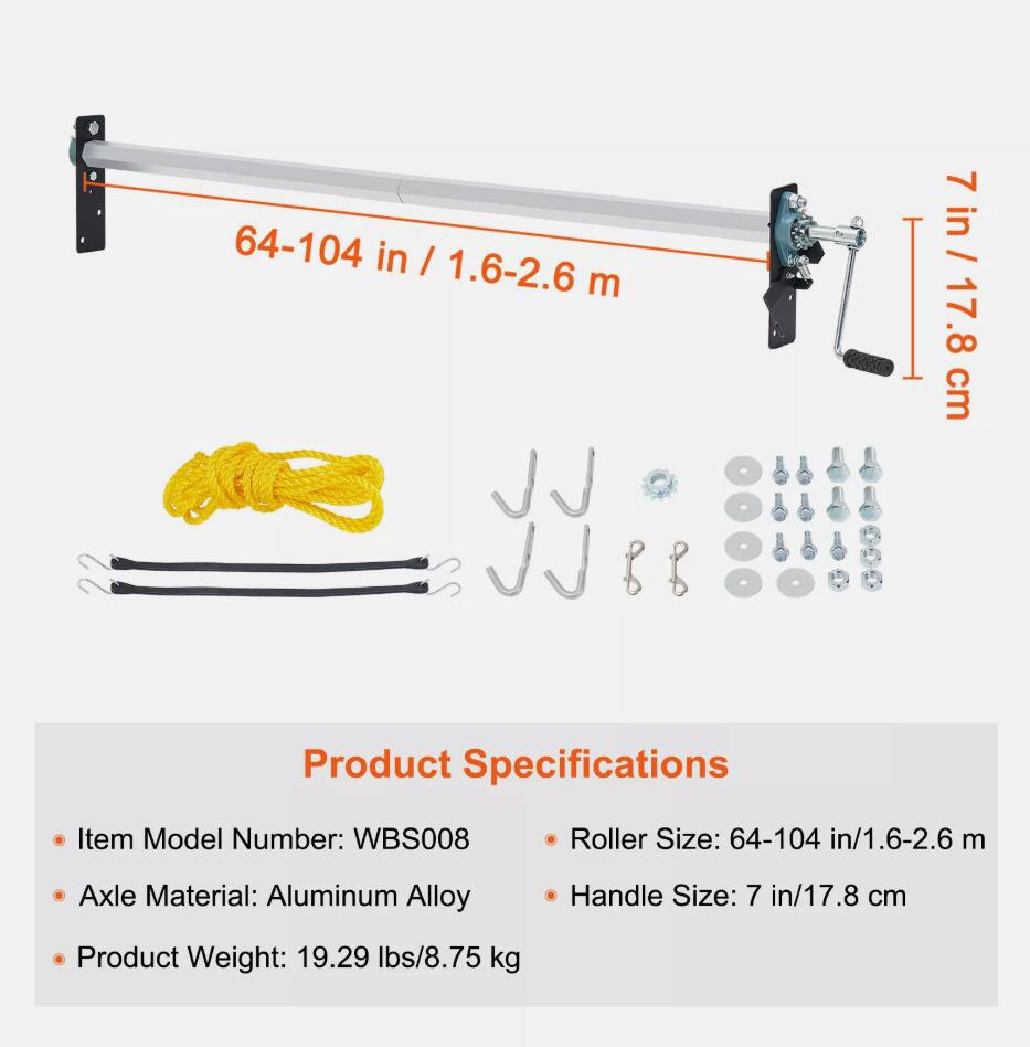 1.6-2.6M Wide Adjustable Dump Truck Trailer Hand Crank Manual Pull Tarp Roller Kit AU