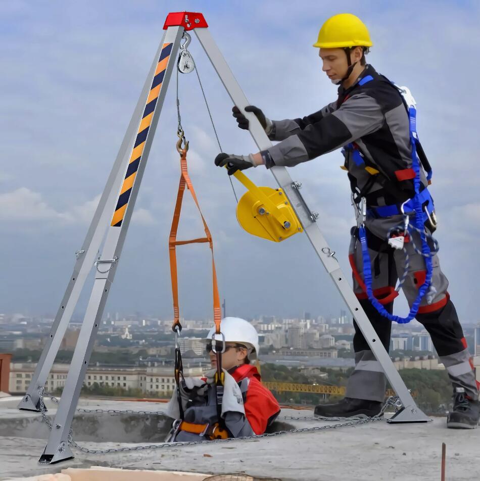 1800 lbs Heavy Duty Confined Space Tripod Kit Rescue Tripod Fall Arrest With Adjustable Legs