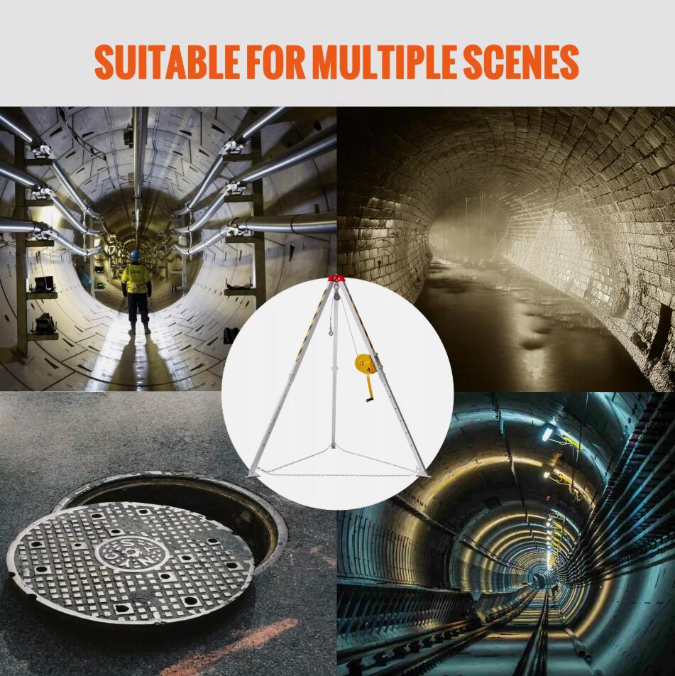 1800 lbs Heavy Duty Confined Space Tripod Kit Rescue Tripod Fall Arrest With Adjustable Legs