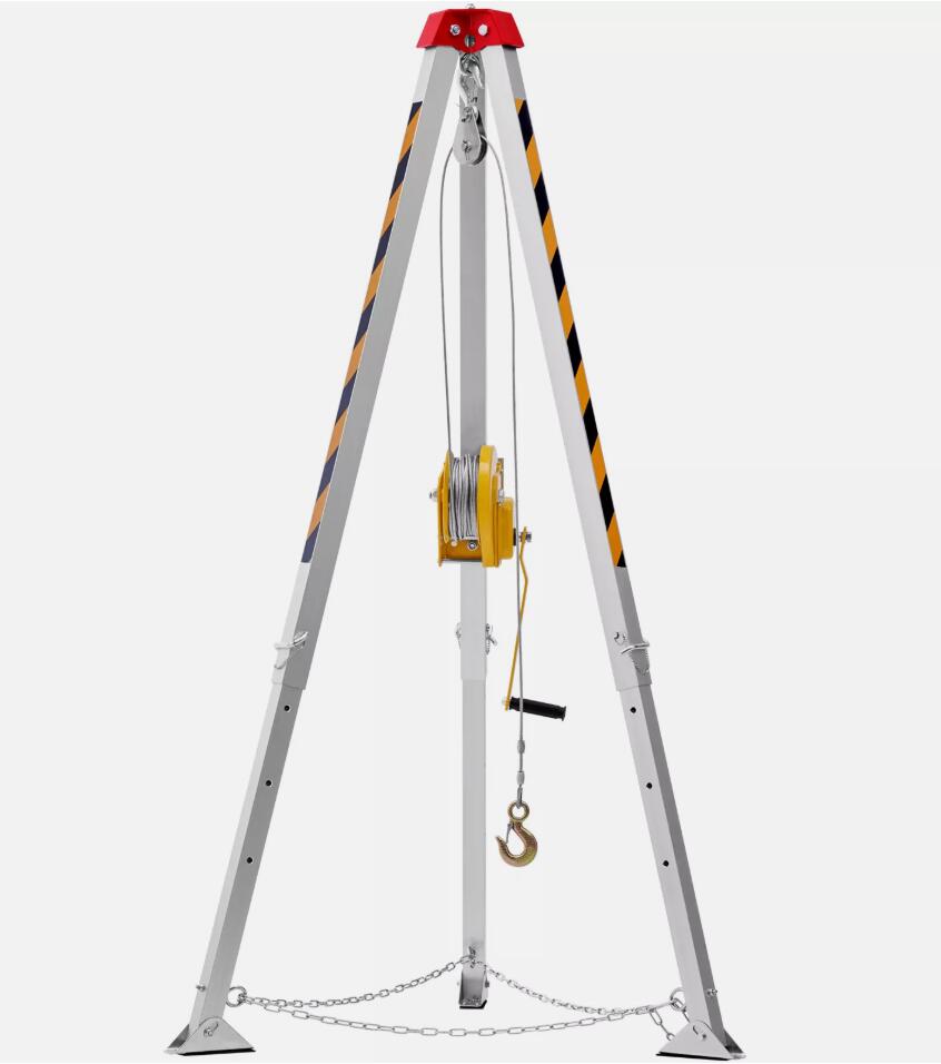 1800 lbs Heavy Duty Confined Space Tripod Kit Rescue Tripod Fall Arrest With Adjustable Legs