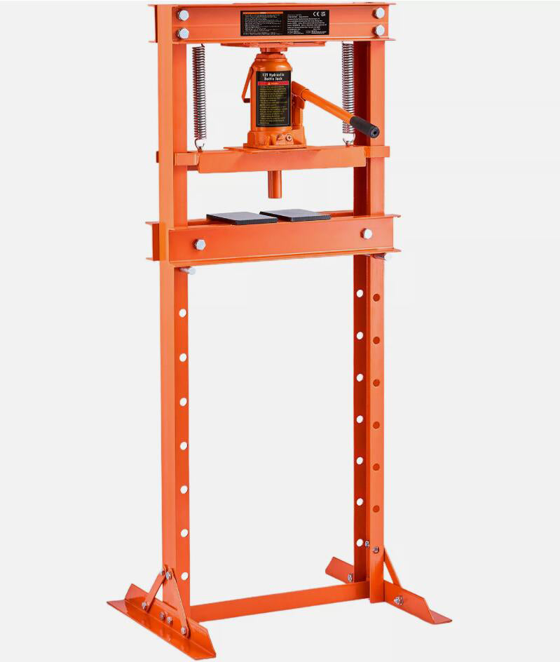 12 Ton Heavy Duty Adjustable Hydraulic Shop Press with Plates H-Frame Benchtop Stand