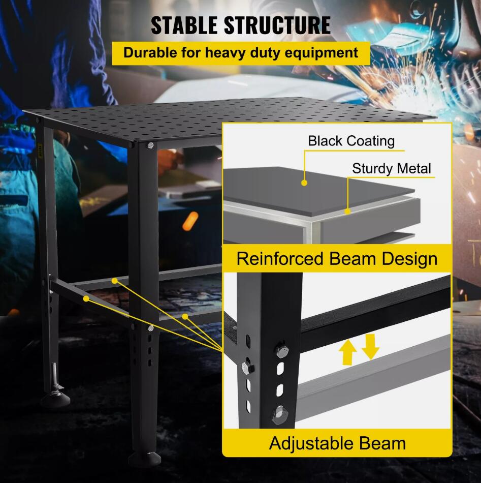 Strong 36" x 24" Welding Table Stable Welding Workbench Table with Fixture Holes 800LBS