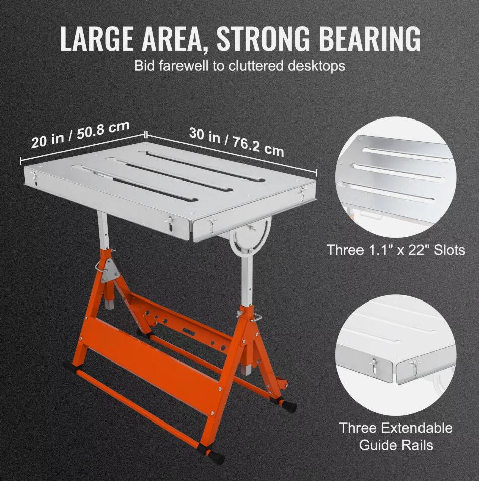 Premium 30" x 20" Adjustable Welding Table Foldable Steel Workbench 181kg Load AU