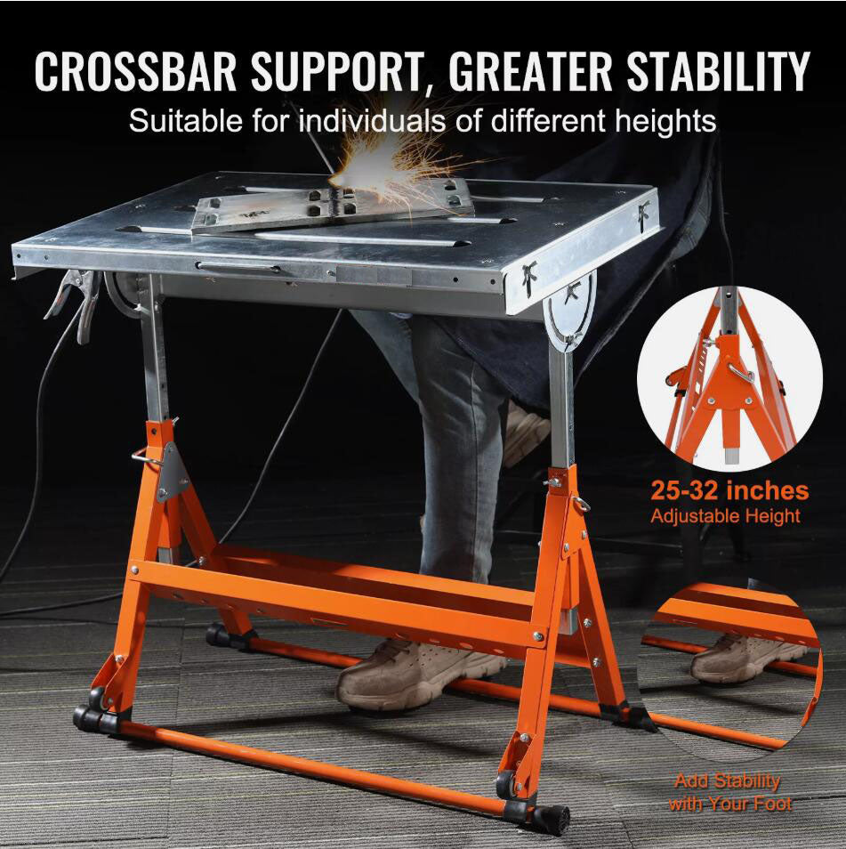 Premium 30" x 20" Adjustable Welding Table Foldable Steel Workbench 181kg Load AU