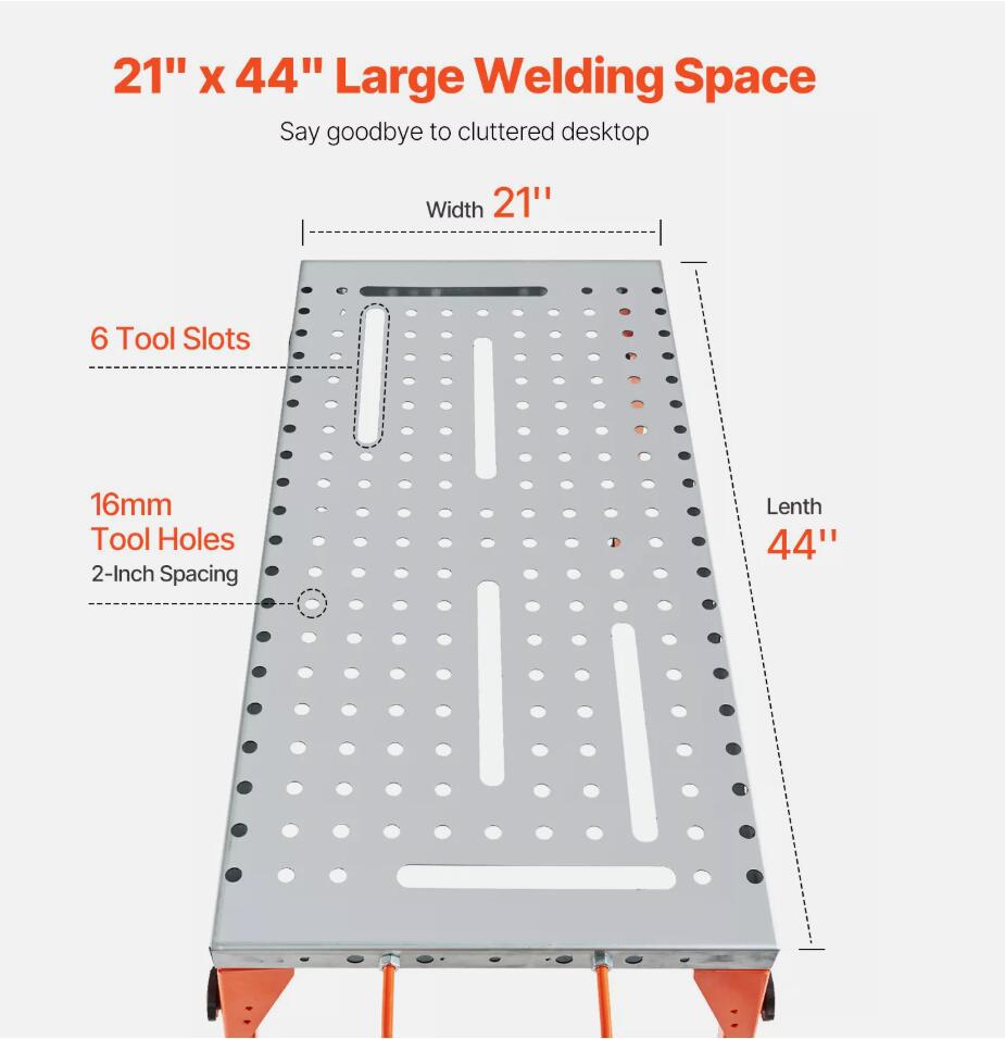44" x 21" Adjustable Height Welding Table 500LBS Folding Workbench with 4-Level  AU