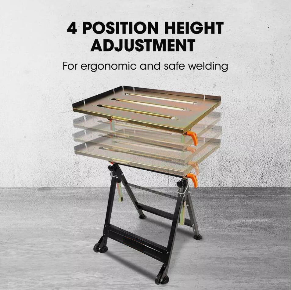 76 x 51CM Height Adjustable Welding Table 150kg Load Heavy-Duty Steel Bench Welder