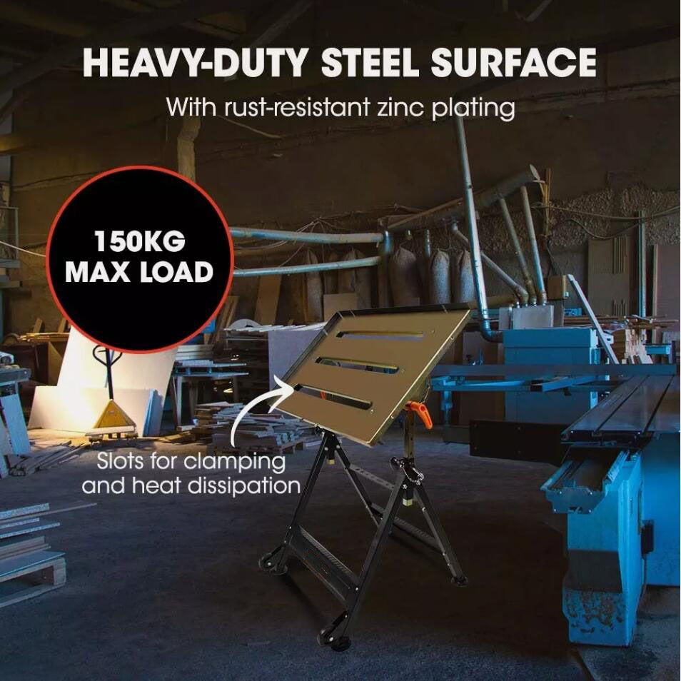 76 x 51CM Height Adjustable Welding Table 150kg Load Heavy-Duty Steel Bench Welder