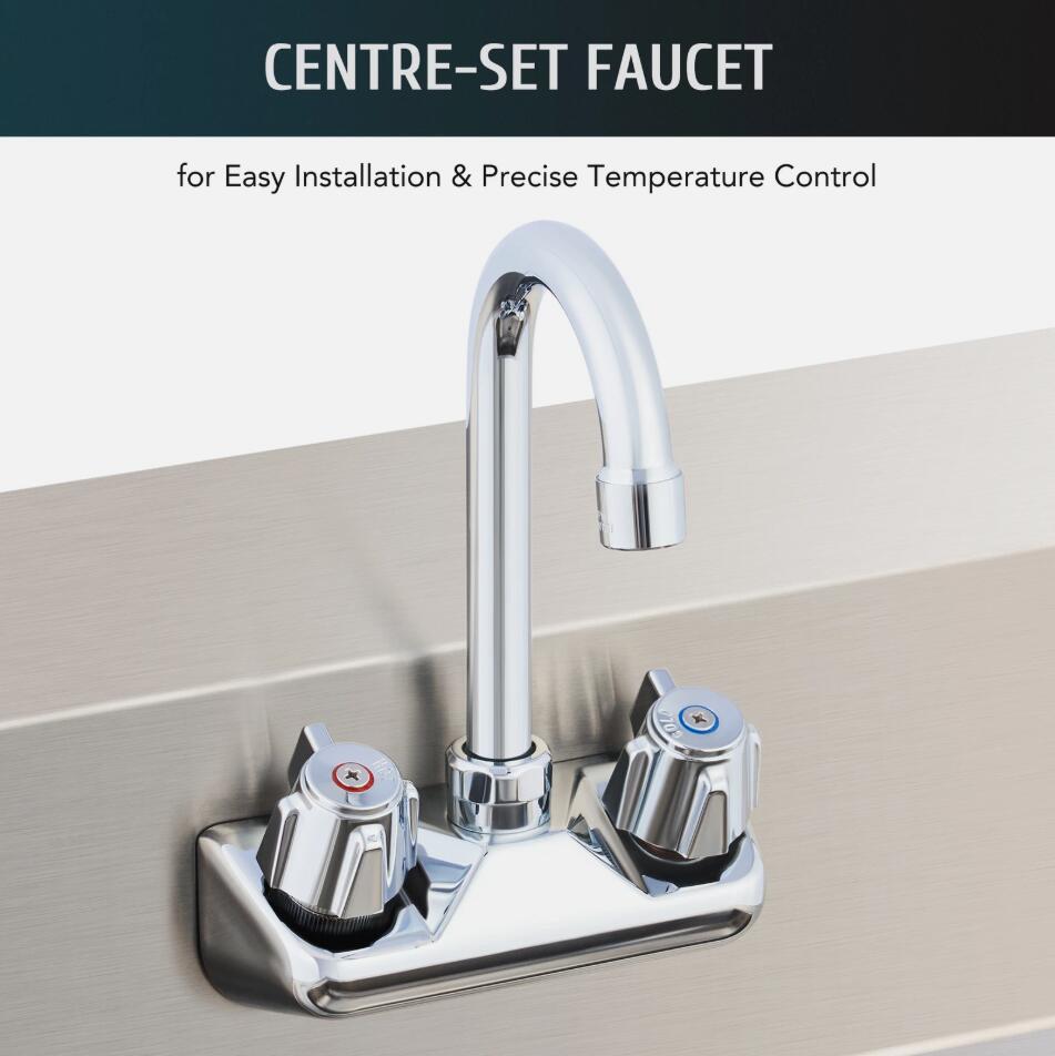 Heavy Duty 17" Stainless Steel Commercial Hand Wash Sink Wall Mount Basin NSF AU