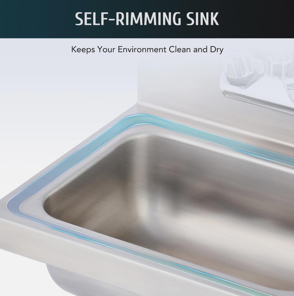 Heavy Duty 17" Stainless Steel Commercial Hand Wash Sink Wall Mount Basin NSF AU