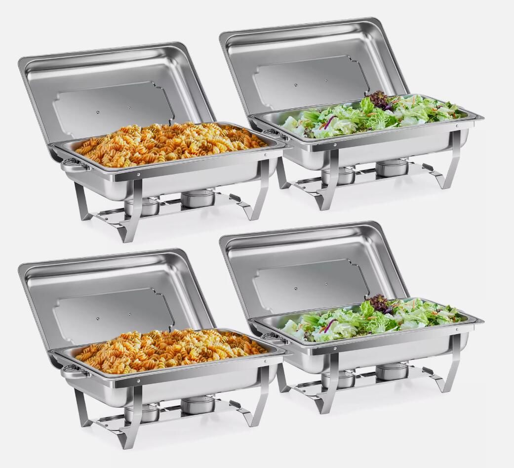 Premium 4 Pack 9L Stainless Steel Chafer Chafing Dish Set Bain Marie Food Warmer AU