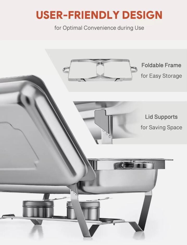 Premium 4 Pack 9L Stainless Steel Chafer Chafing Dish Set Bain Marie Food Warmer AU