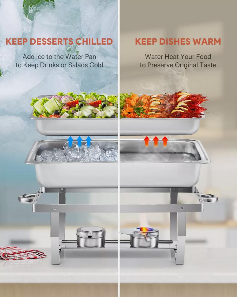 Premium 4 Pack 9L Stainless Steel Chafer Chafing Dish Set Bain Marie Food Warmer AU