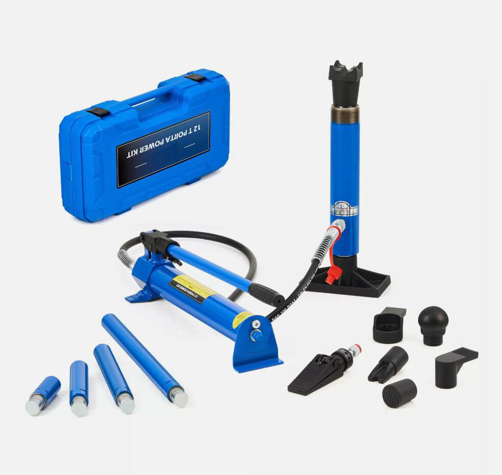Heavy Duty 12 Ton Porta Power Hydraulic Jack Body Frame Repair Kit Air Pump Lift Ram AU