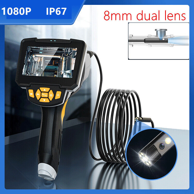 4.3" IPS Screen Handheld Dual-Lens Endoscope 8mm Pipe Inspection Camera Borescope