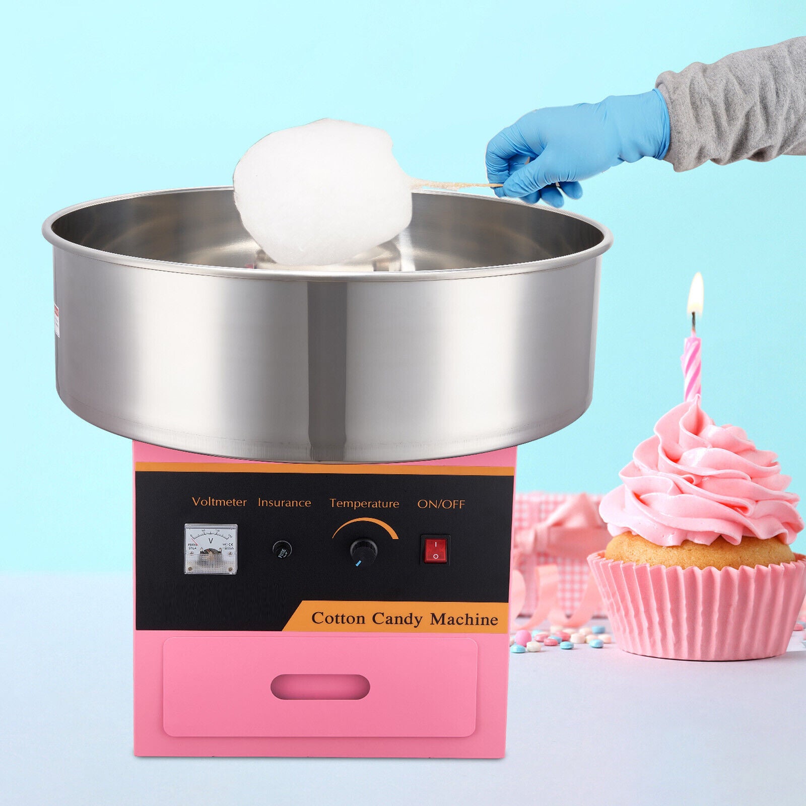 NEW 1000W Commercial Cotton Candy Machine Sugar Floss Maker for Party Pink